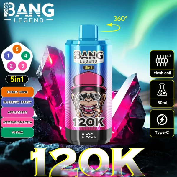 Bang Legend 120000 Puffs 5 in 1 Flavors – 究極の体験を提供する使い捨て電子タバコ