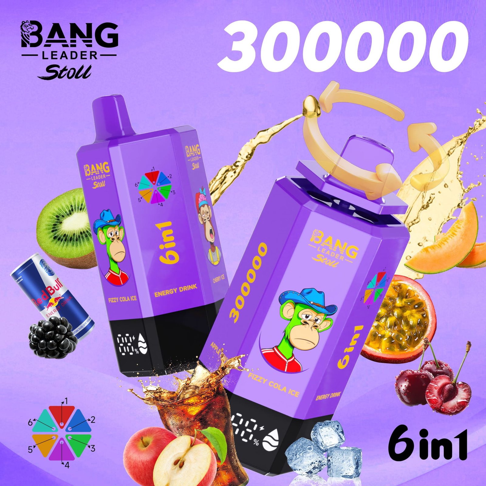 Bang Leader Stoll 300000 Puffs Vape – 6-in-1フレーバーシステム 超高容量 メッシュコイル Type-C充電 OEM/ODM対応 - 画像 (4)