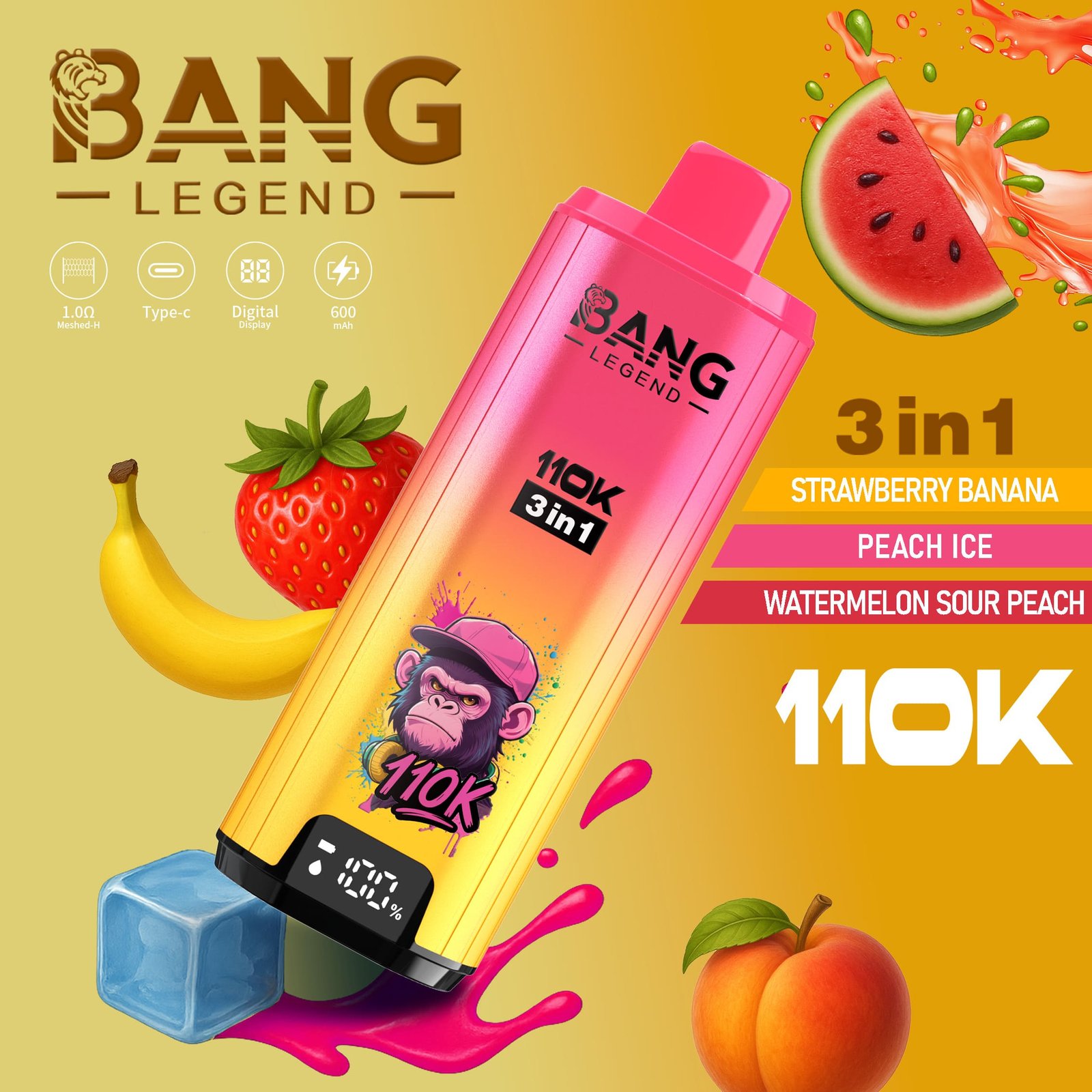 Bang Legend 110K Puffs – 高性能長持ちベープ | 110,000パフ対応 | 3in1フレーバーシステム - 画像 (8)