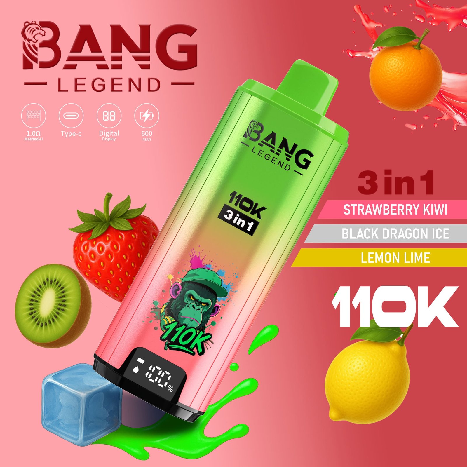 Bang Legend 110K Puffs – 高性能長持ちベープ | 110,000パフ対応 | 3in1フレーバーシステム - 画像 (9)