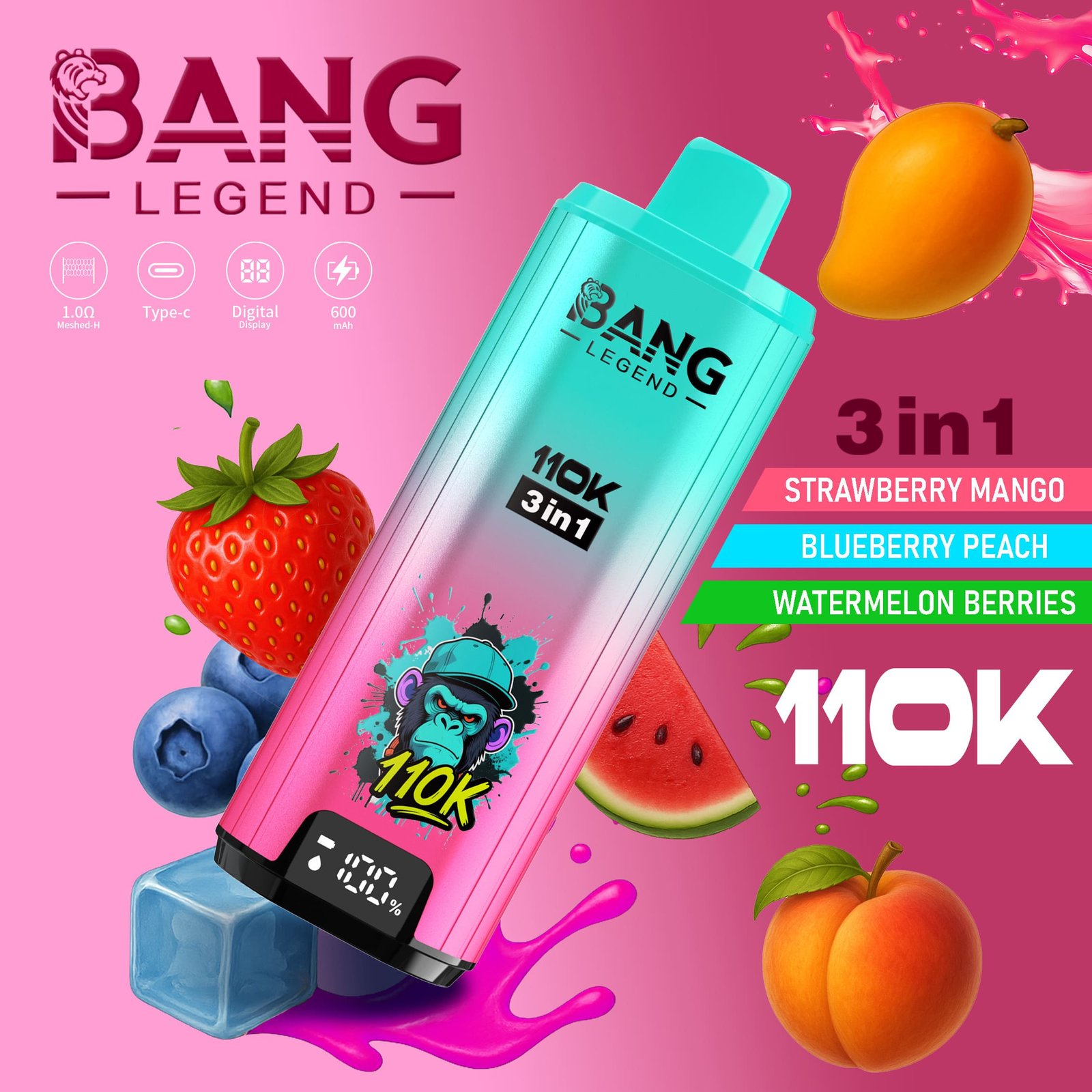 Bang Legend 110K Puffs – 高性能長持ちベープ | 110,000パフ対応 | 3in1フレーバーシステム - 画像 (10)