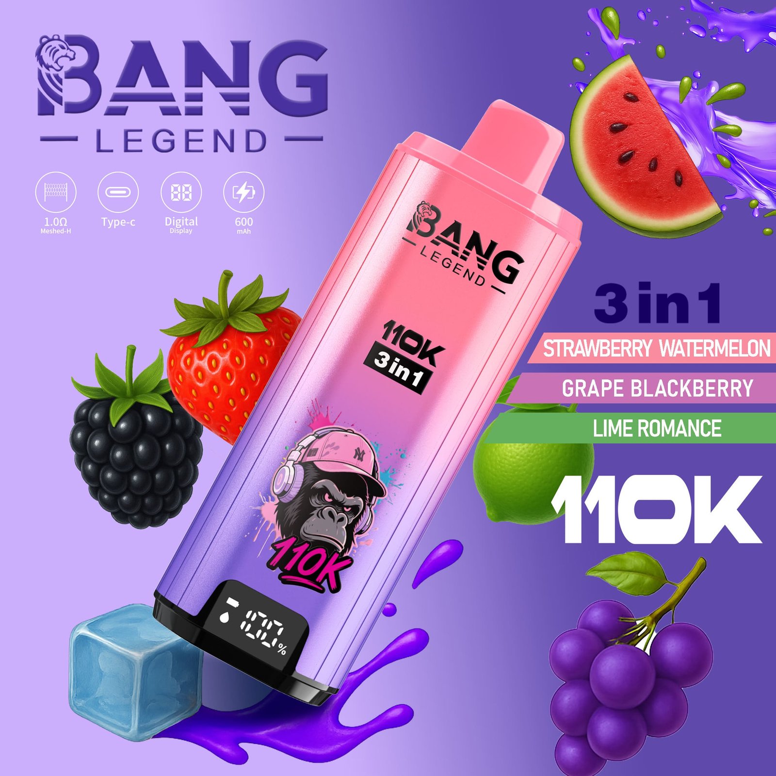 Bang Legend 110K Puffs – 高性能長持ちベープ | 110,000パフ対応 | 3in1フレーバーシステム - 画像 (11)