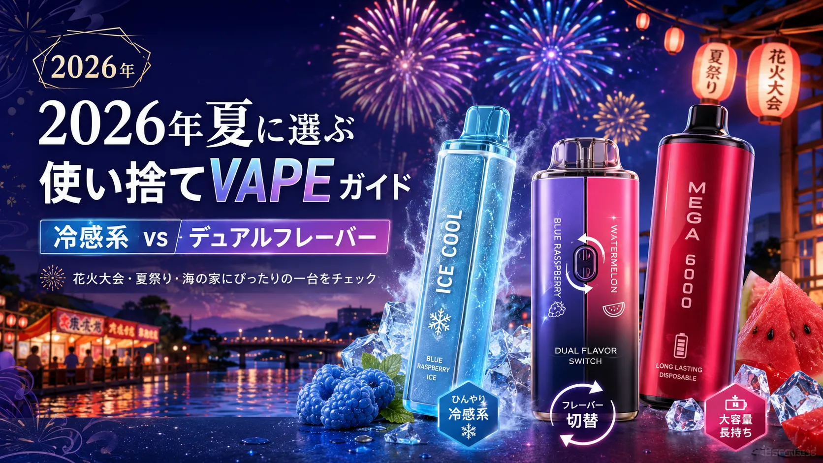 猛暑を涼しく乗り切る、真夏の使い捨てVAPE選び方ガイド｜冷感フレーバー＆デュアルフレーバー徹底比較